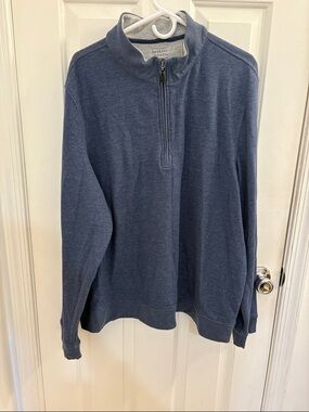 Men's XXXL Half-Zip Pullover Sweater - Blue